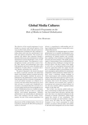 Global Media Cultures a Research Programme on the Role of Media in Cultural Globalization