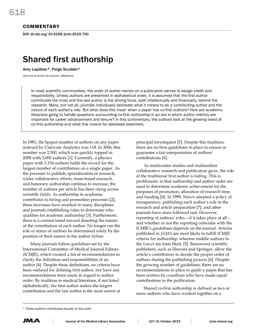 618 Shared First Authorship