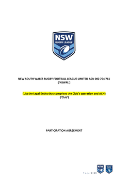 New South Wales Rugby Football League Limited Acn 002 704 761 (‘Nswrl’)