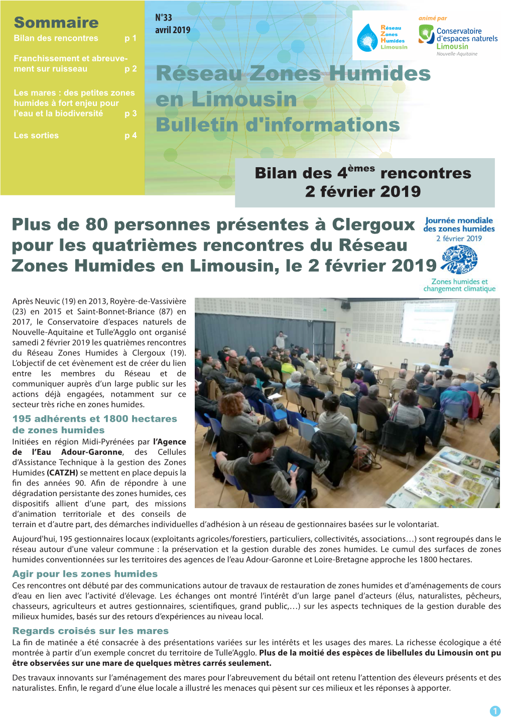 Réseau Zones Humides En Limousin, Le 2 Février 2019