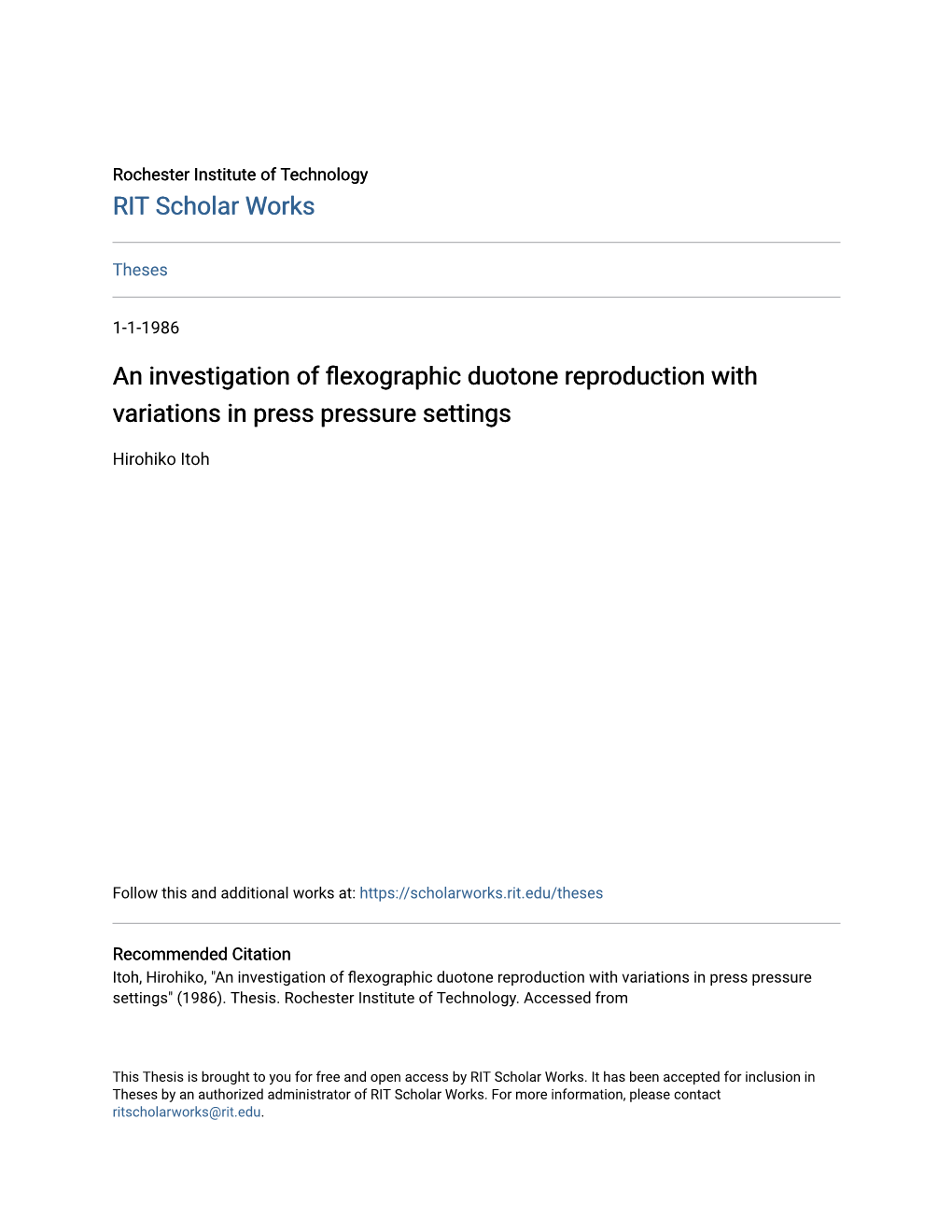 An Investigation of Flexographic Duotone Reproduction with Variations in Press Pressure Settings