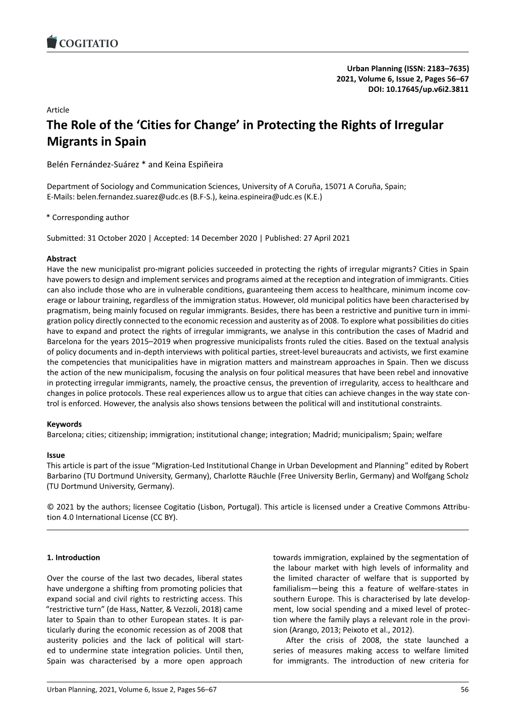 Cities for Change' in Protecting the Rights of Irregular Migrants in Spain