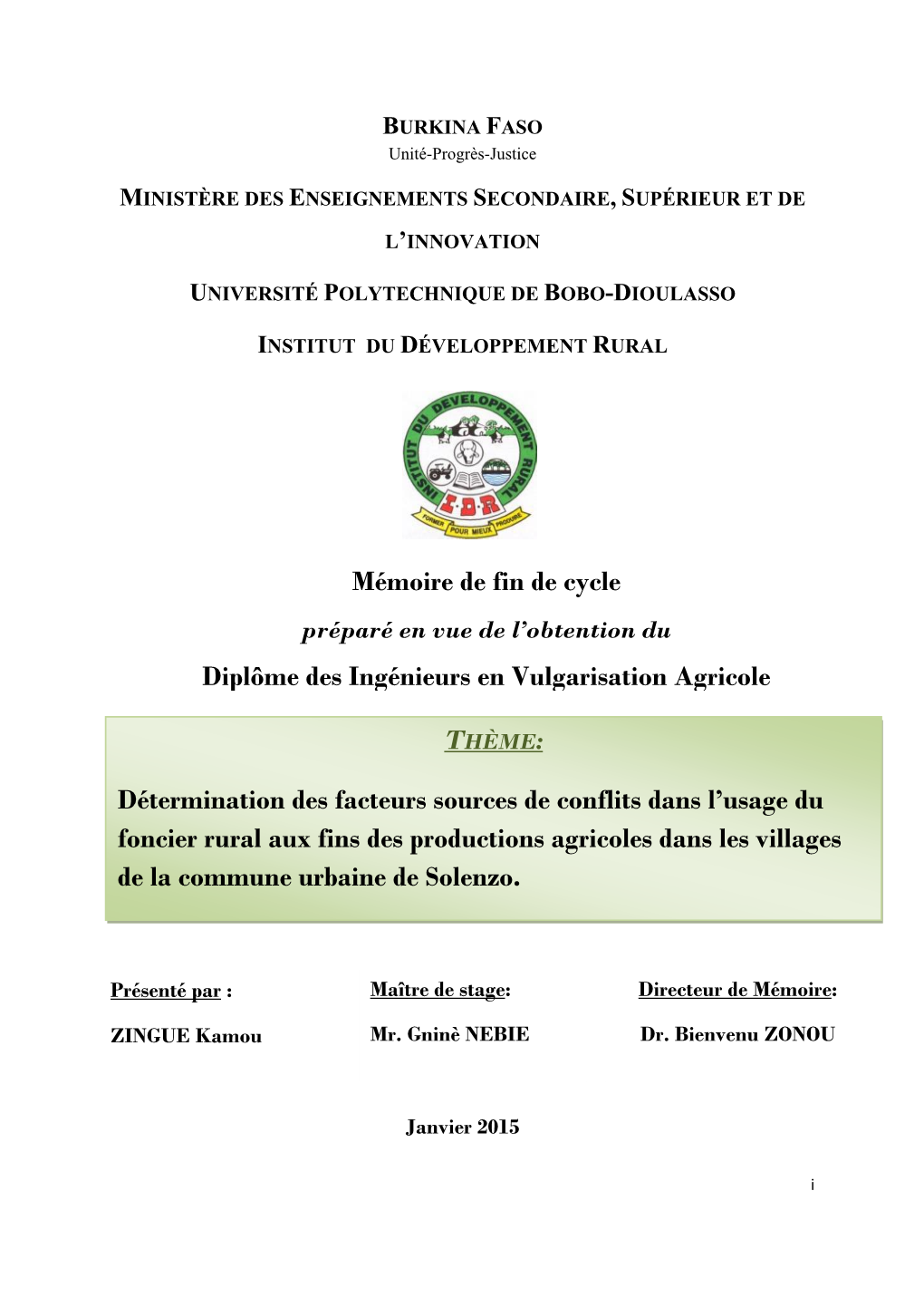 BURKINA FASO Unité-Progrès-Justice