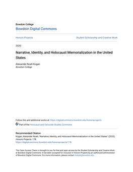 Narrative, Identity, and Holocaust Memorialization in the United States