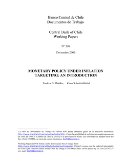 Monetary Policy Under Inflation Targeting: an Introduction