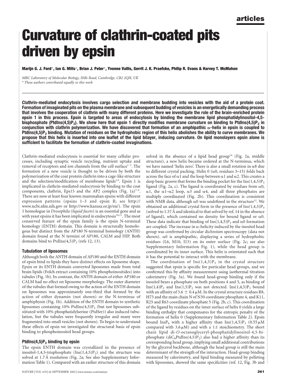 Curvature of Clathrin-Coated Pits Driven by Epsin