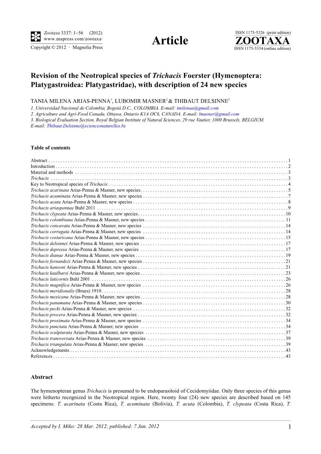 Revision of the Neotropical Species of Trichacis Foerster (Hymenoptera: Platygastroidea: Platygastridae), with Description of 24 New Species