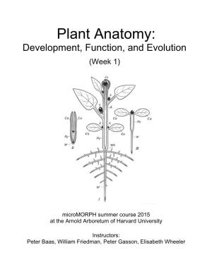 Plant Anatomy: Development, Function, and Evolution (Week 1)