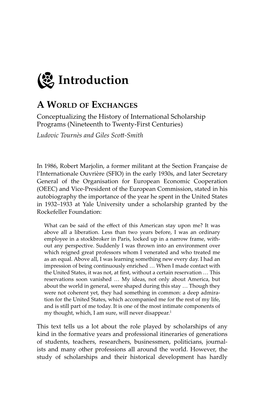 Introduction: a World of Exchanges: Conceptualizing the History of International Scholarship Programs