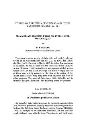 STUDIES on the FAUNA of CURAÇAO and OTHER CARIBBEAN ISLANDS: No