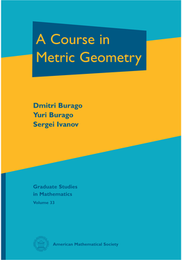 A Course in Metric Geometry