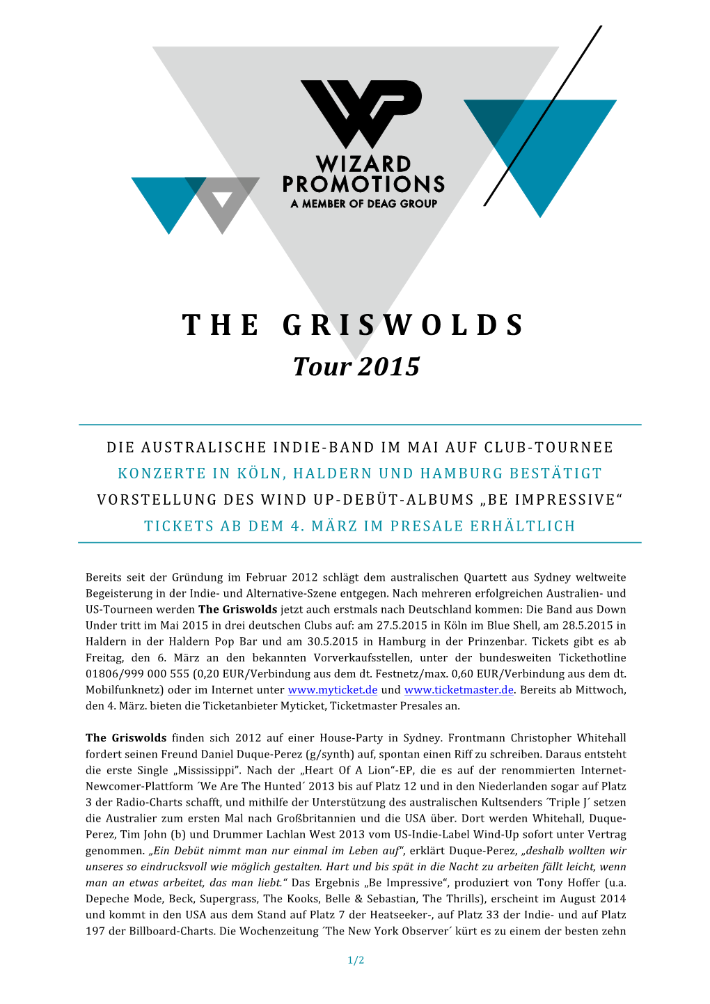 THE GRISWOLDS Tour 2015