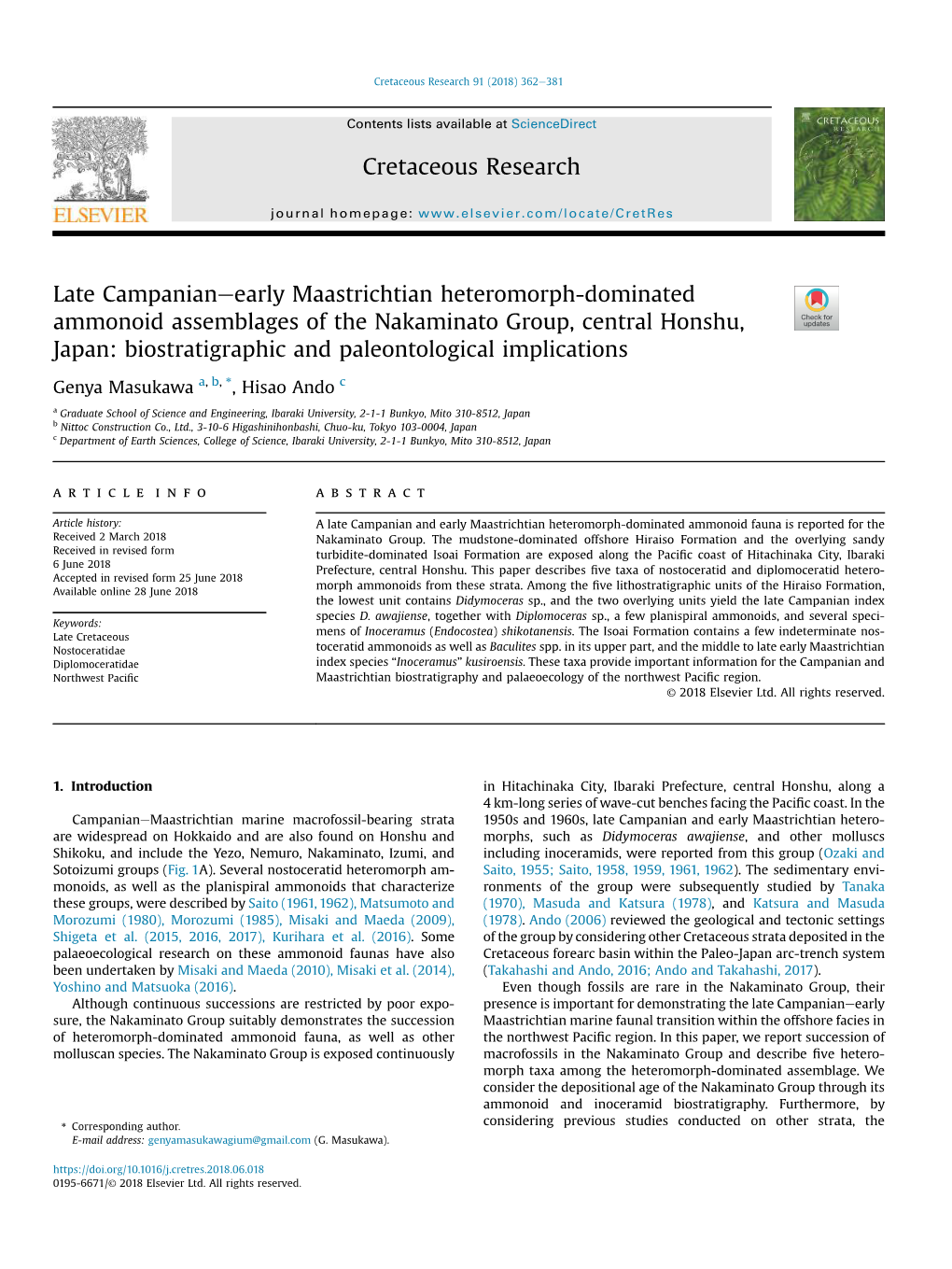 Late Campanian-Early Maastrichtian Heteromorph-Dominated Ammonoid