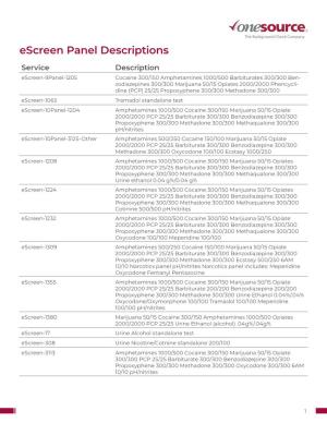 Escreen Panel Descriptions