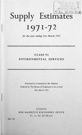 Supply Estimates 1971-72 Class VI