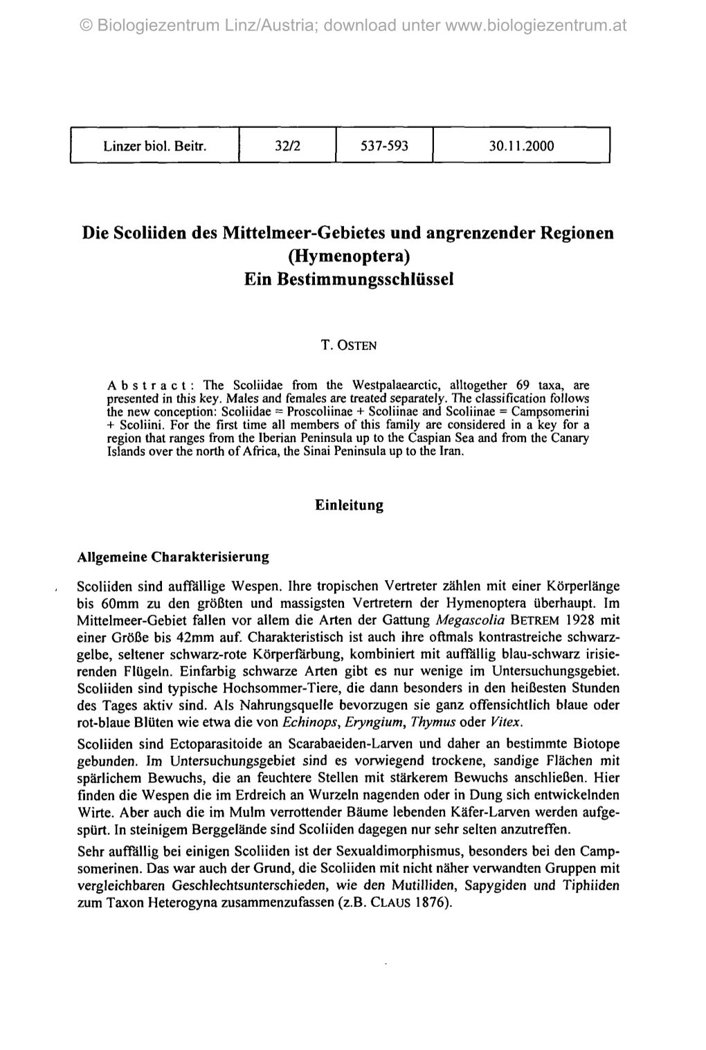 (Hymenoptera) Ein Bestimmungsschlüssel