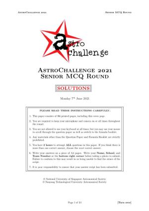 Astrochallenge 2021 Senior MCQ Round Solutions