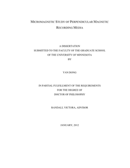 Micromagnetic Study of Perpendicular Magnetic