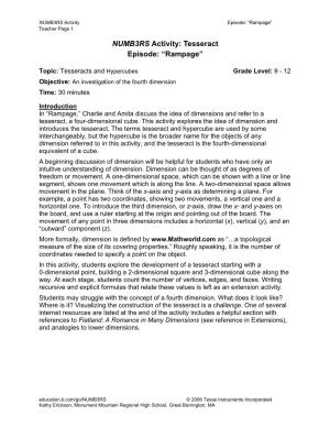 NUMB3RS Activity Episode: “Rampage” Teacher Page 1