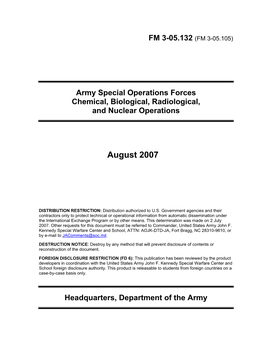 FM 3-05.132: Army Special Operations Forces Chemical