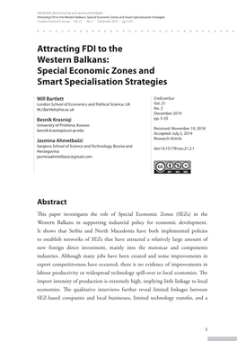 Special Economic Zones and Smart Specialisation Strategies Croatian Economic Survey : Vol
