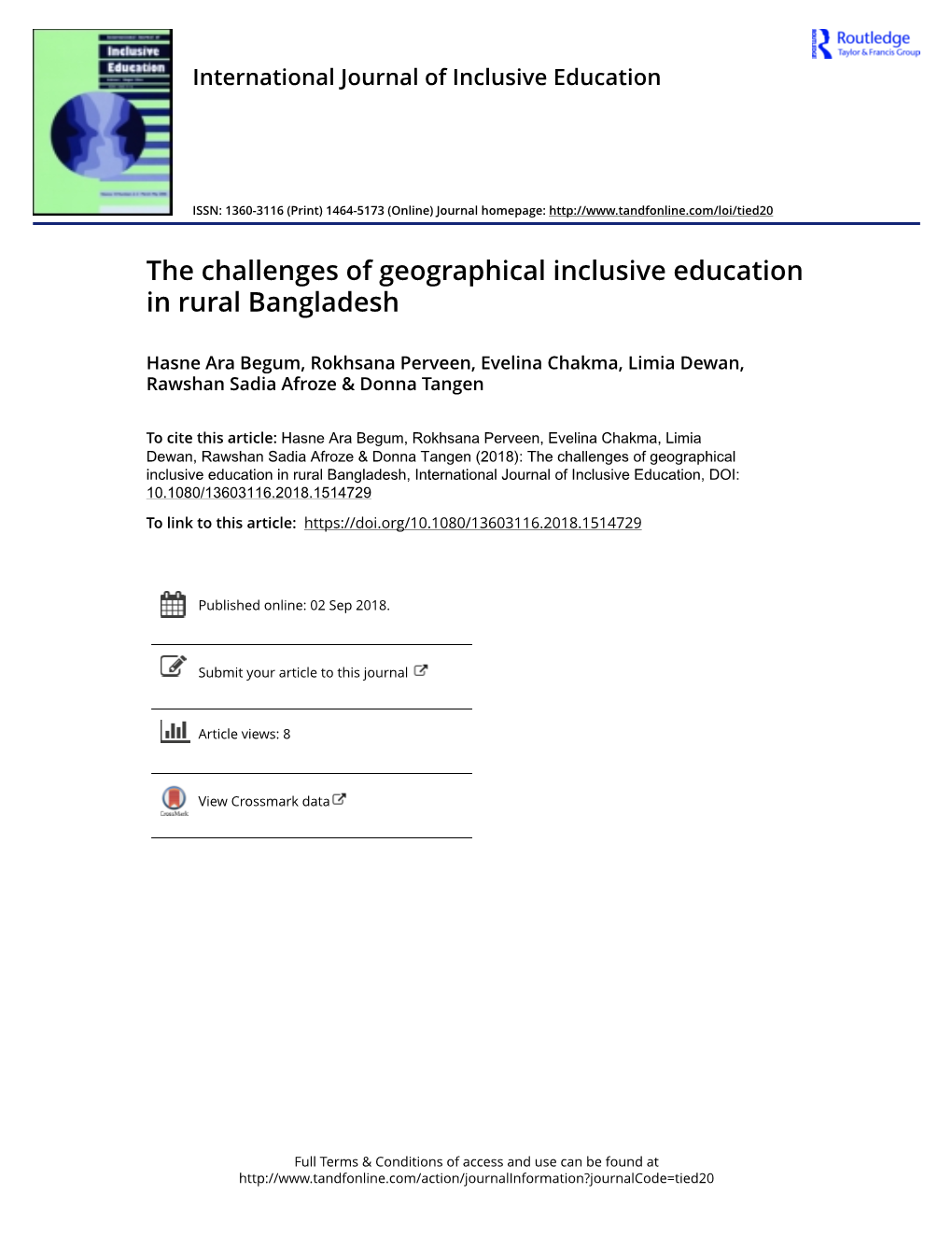 The Challenges of Geographical Inclusive Education in Rural Bangladesh