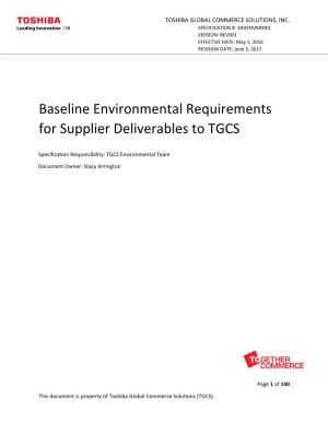 Baseline Environmental Requirements for Supplier Deliverables to TGCS