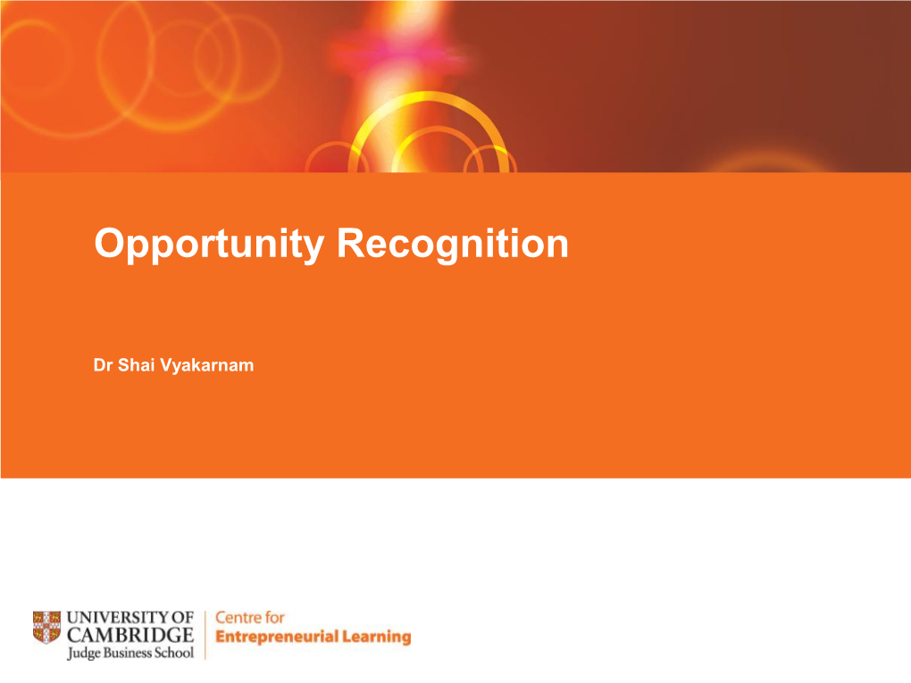 Opportunity Recognition