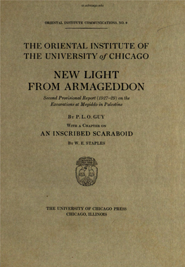 NEW LIGHT from ARMAGEDDON Second Provisional Report (1927-29) on the Excavations at Megiddo in Palestine