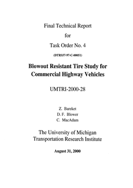 Blowout Resistant Tire Study for Commercial Highway Vehicles