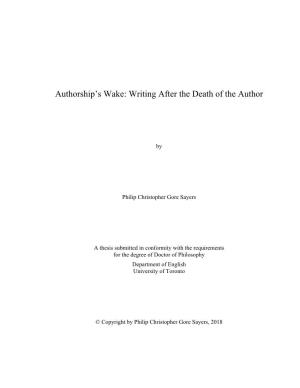 Writing After the Death of the Author