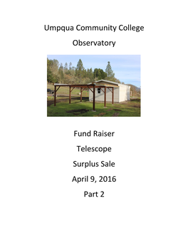 Observatory Surplus Supplies Catalog