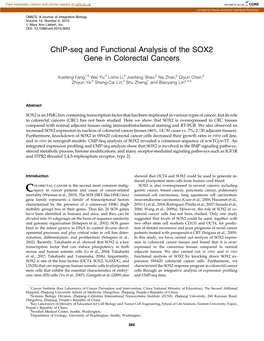 Chip-Seq and Functional Analysis of the SOX2 Gene in Colorectal Cancers