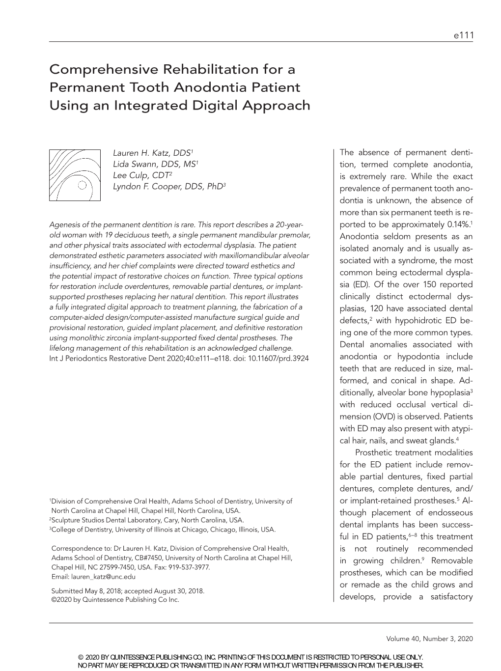 Comprehensive Rehabilitation for a Permanent Tooth Anodontia Patient Using an Integrated Digital Approach