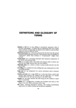 Definitions and Glossary of Terms