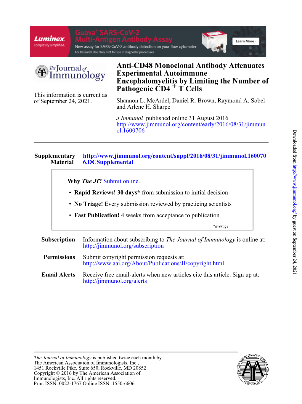 Anti-CD48 Monoclonal Antibody Attenuates Experimental