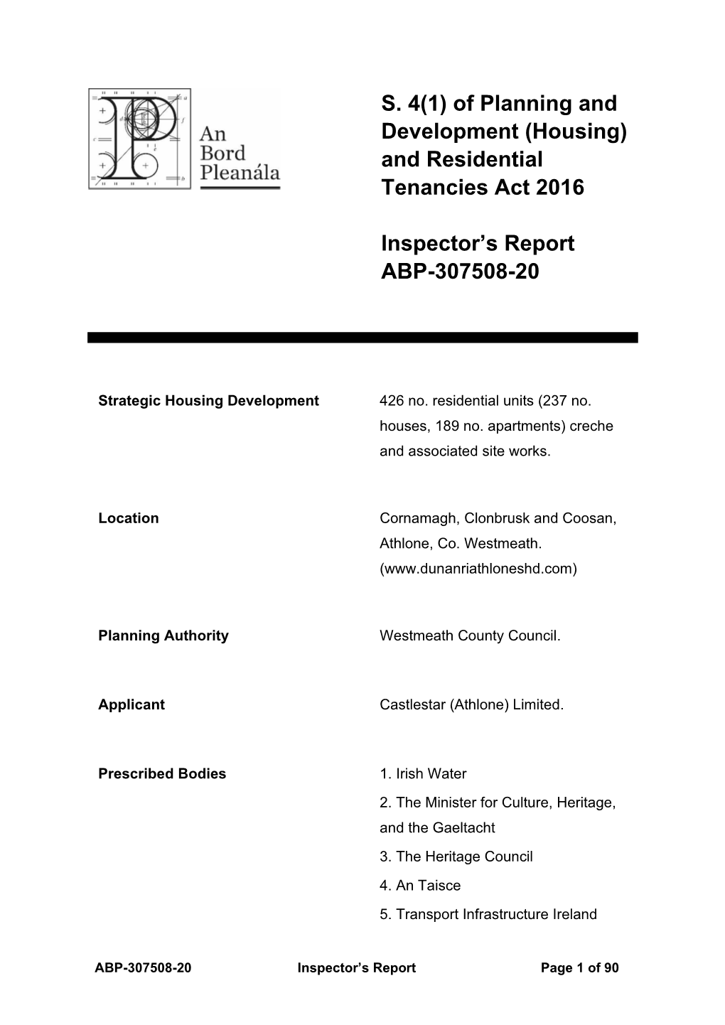 And Residential Tenancies Act 2016 Inspector's Report ABP-307508-20