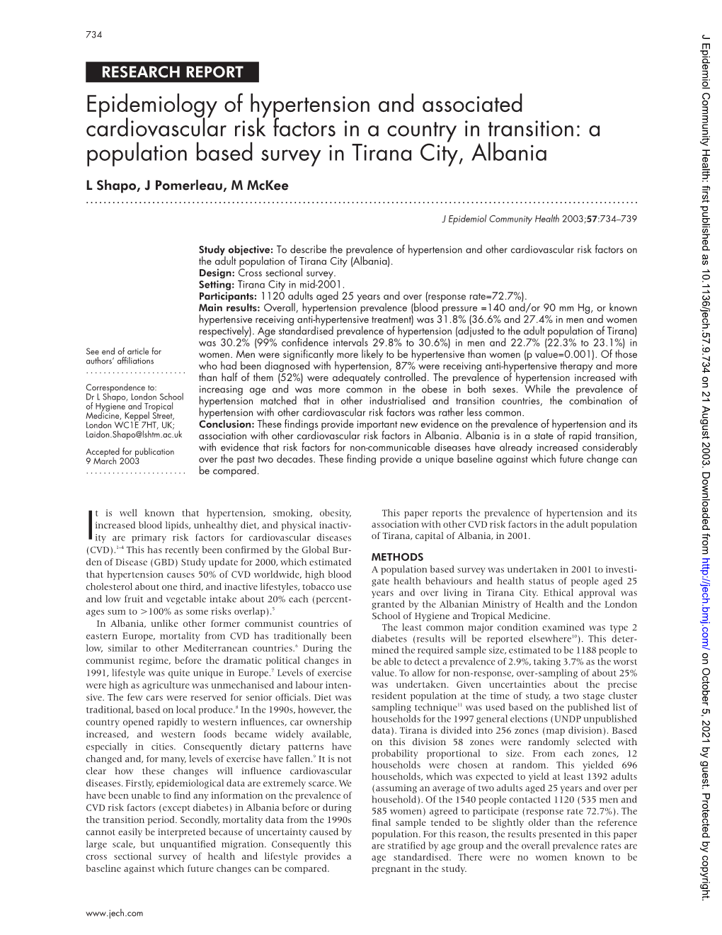 Epidemiology of Hypertension and Associated Cardiovascular Risk