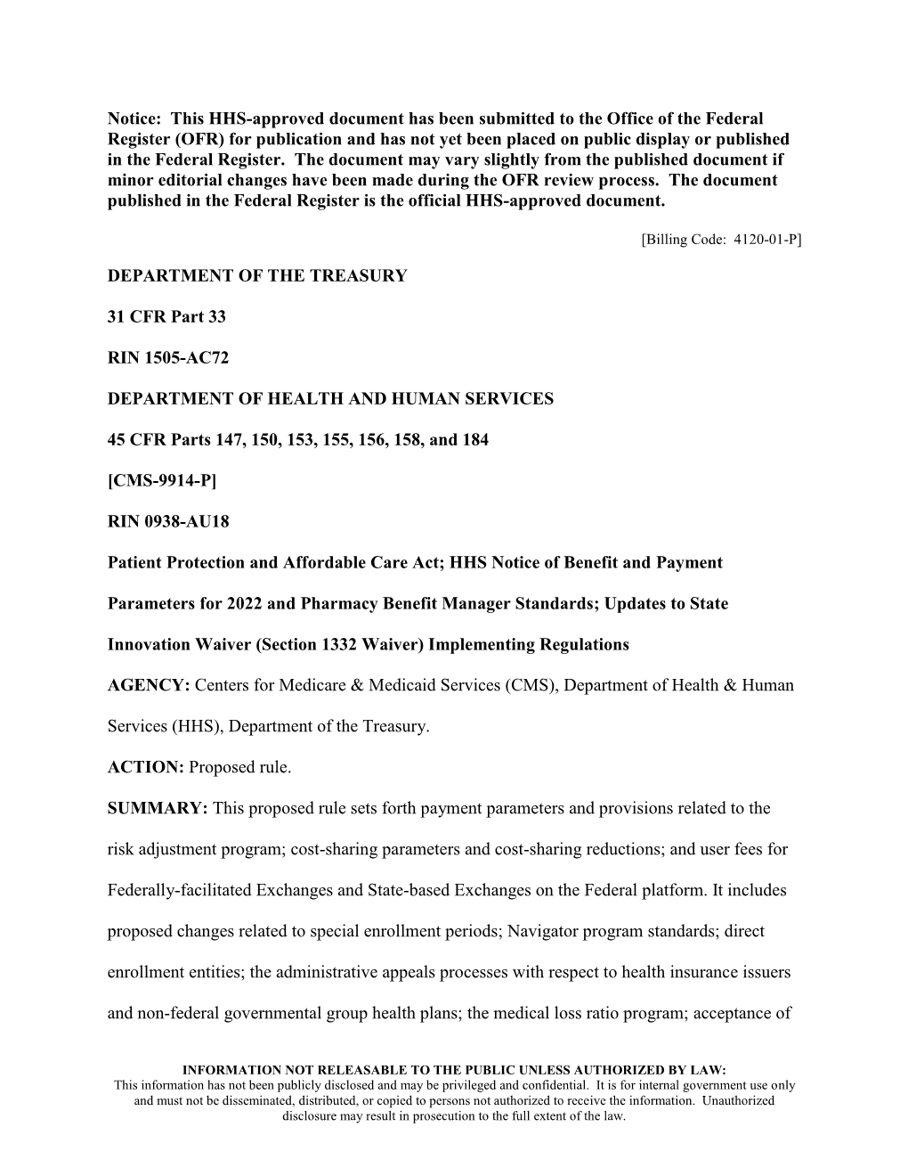 CMS 9914-P: Proposed HHS Notice of Benefit and Payment Parameters