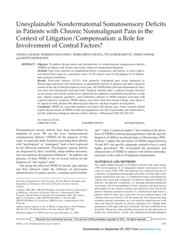 Unexplainable Nondermatomal Somatosensory Deficits in Patients