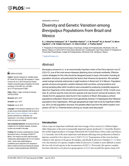 Diversity and Genetic Variation Among Brevipalpus Populations from Brazil and Mexico
