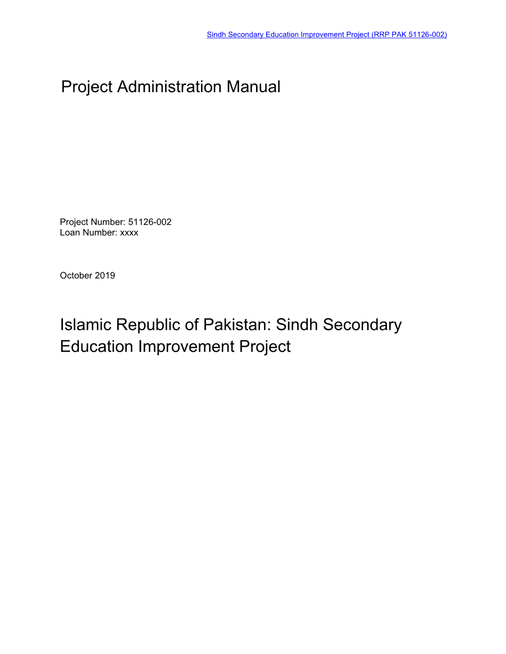 Pakistan: Sindh Secondary Education Improvement Project