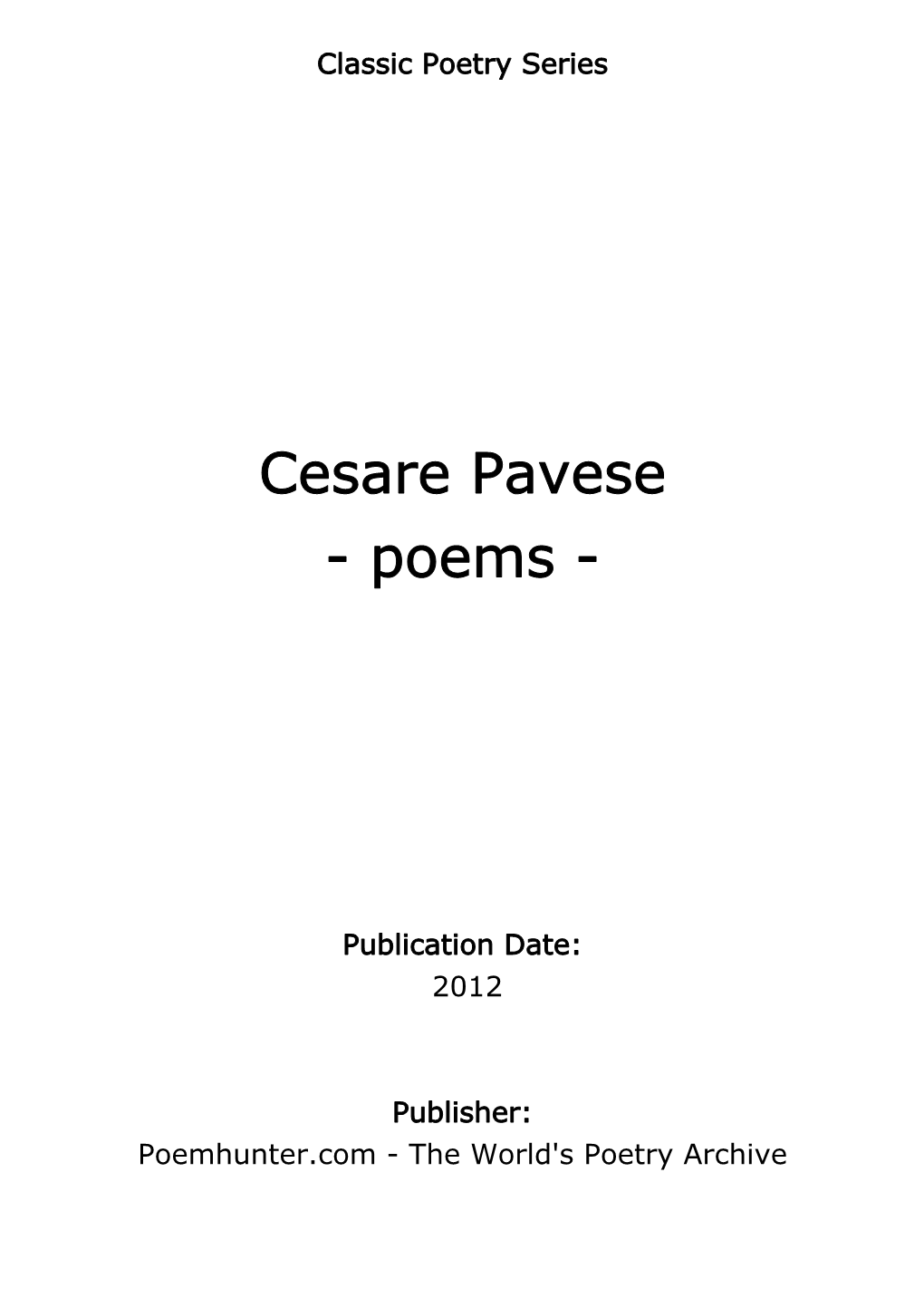 Cesare Pavese - Poems