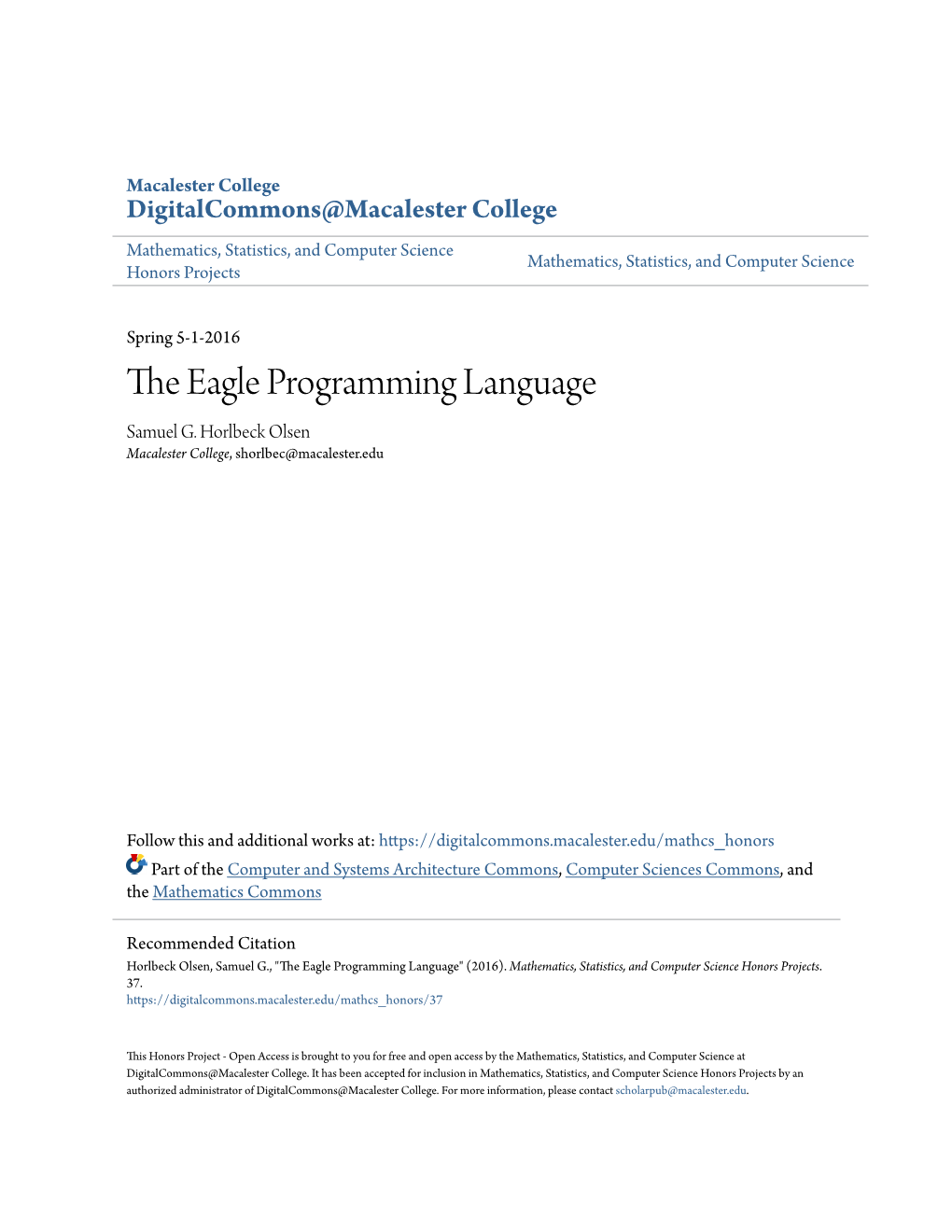 The Eagle Programming Language