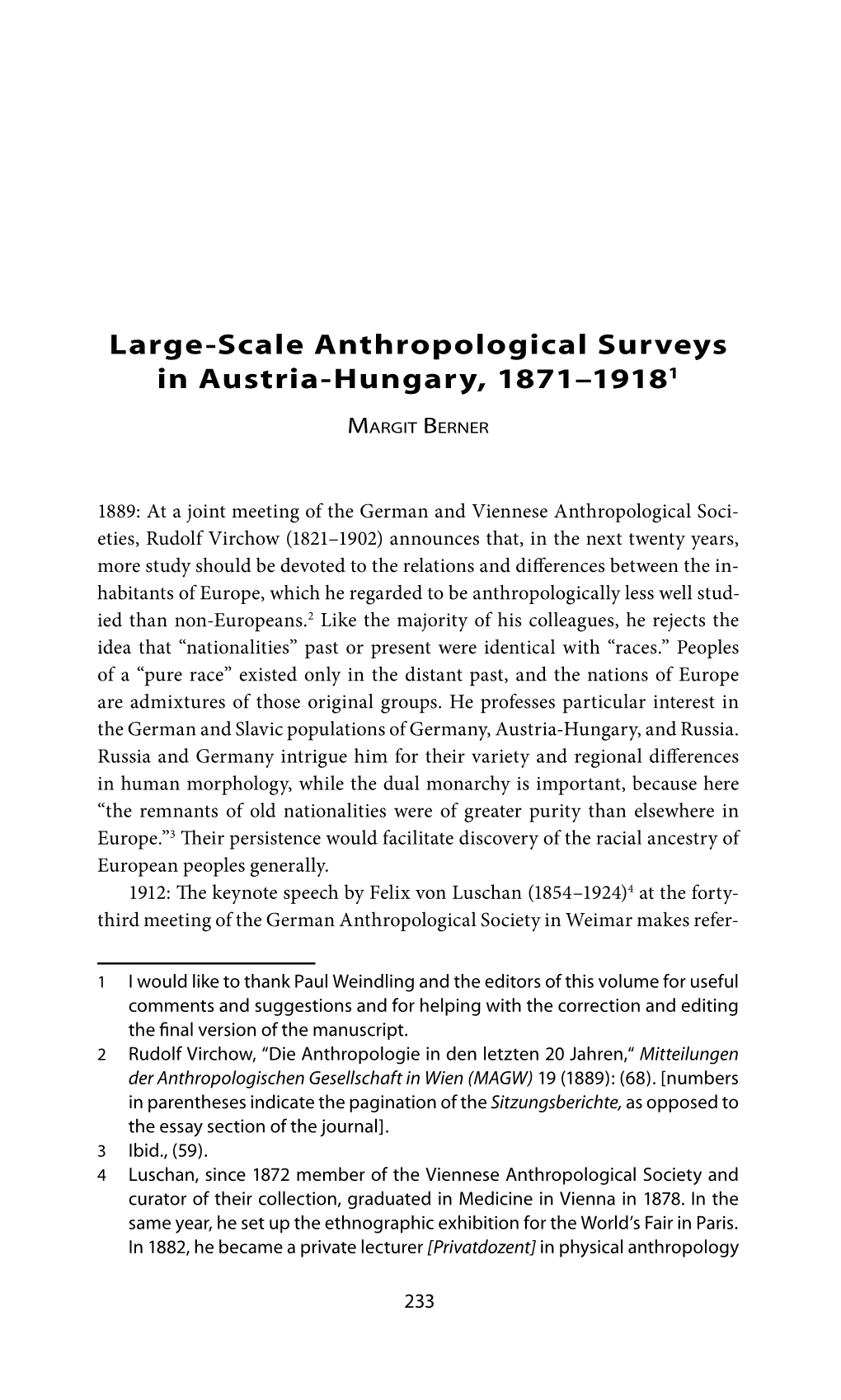 Large-Scale Anthropological Surveys in Austria-Hungary, 1871–19181