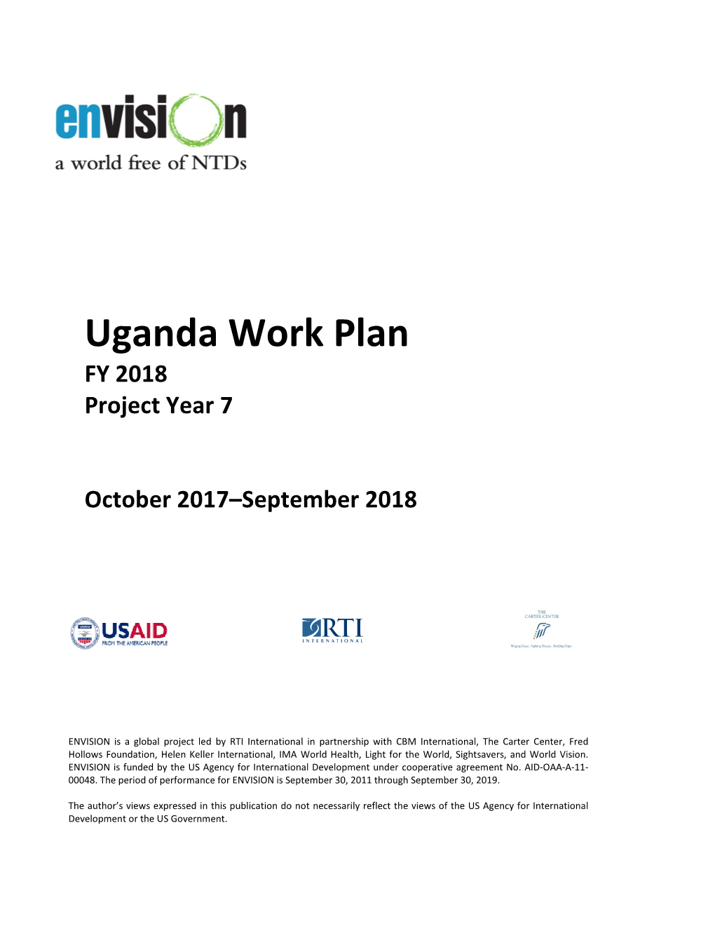 Uganda Work Plan FY 2018 Project Year 7