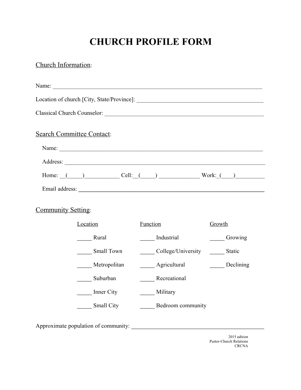 Church Profile Form