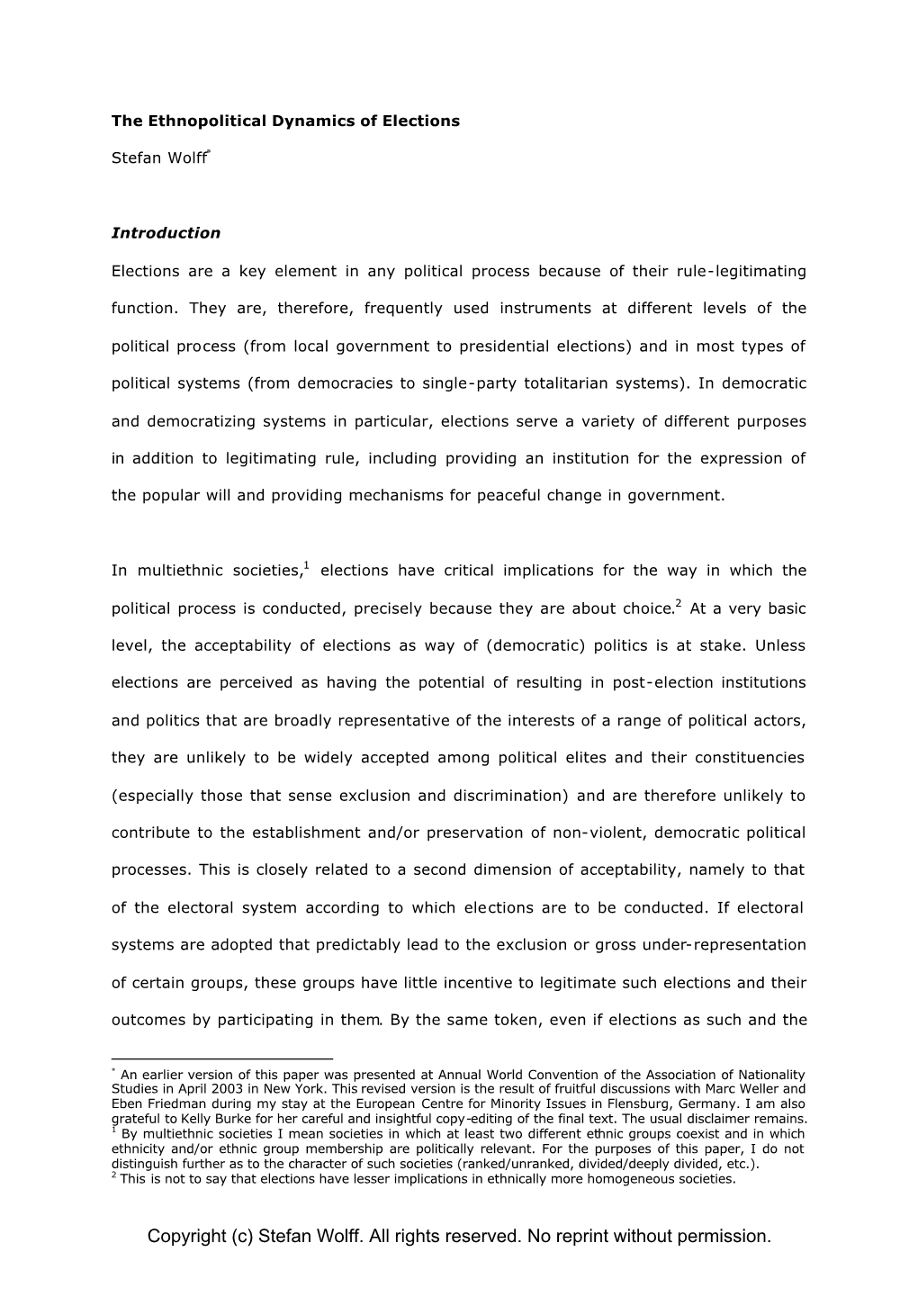 Ethnopolitical Dynamics of Elections