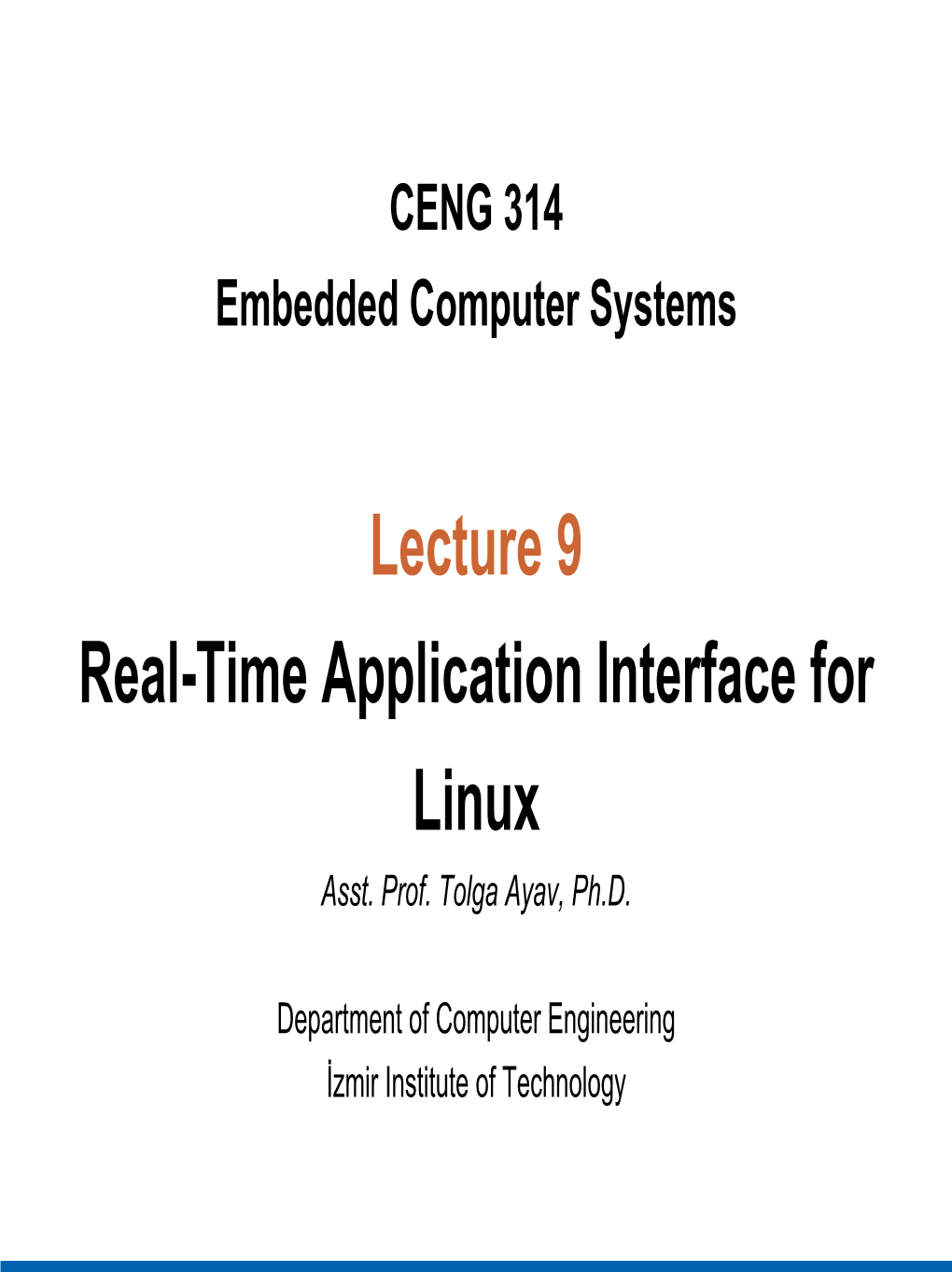 Lecture 9 Real-Time Application Interface for Linux Asst