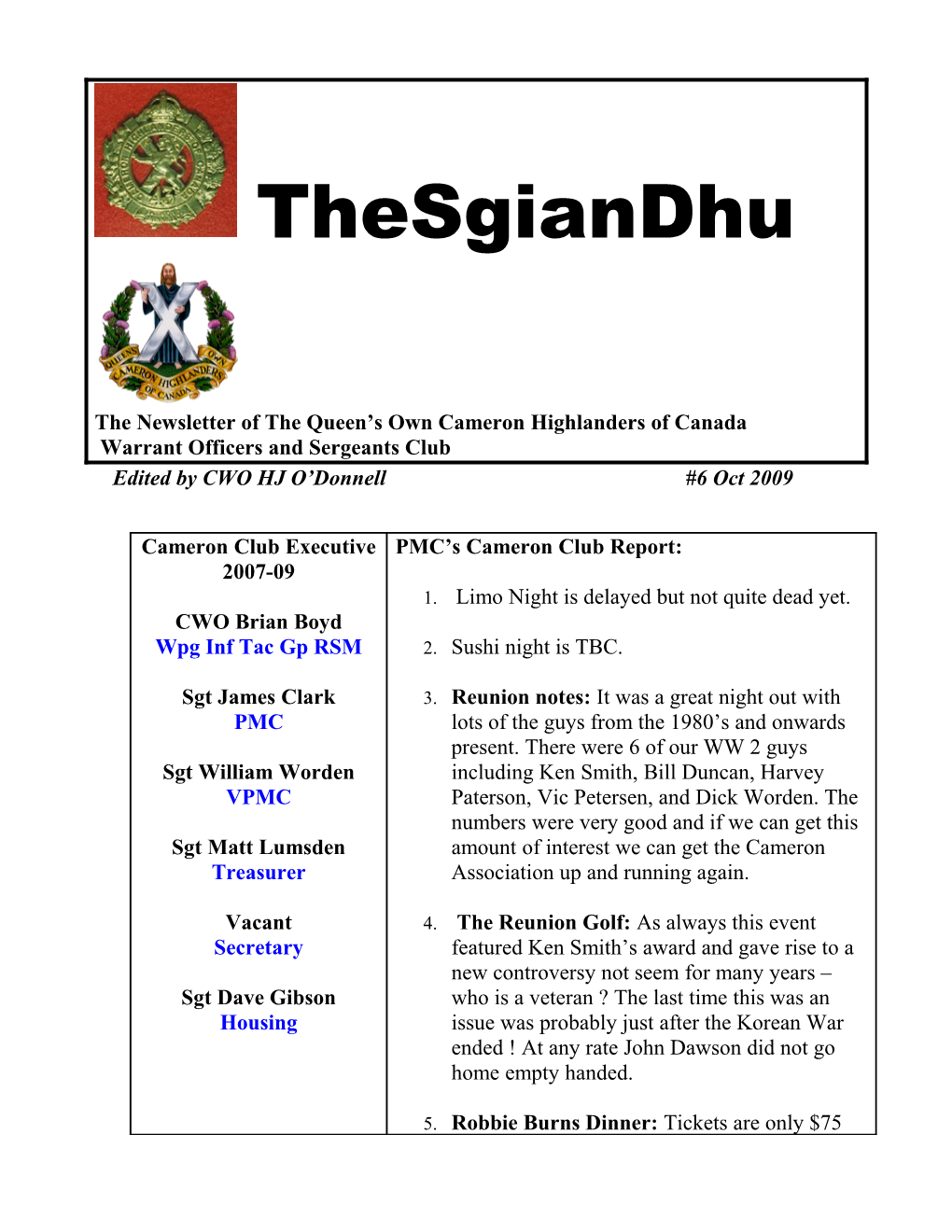 The Newsletter of the Queen S Own Cameron Highlanders of Canada s1